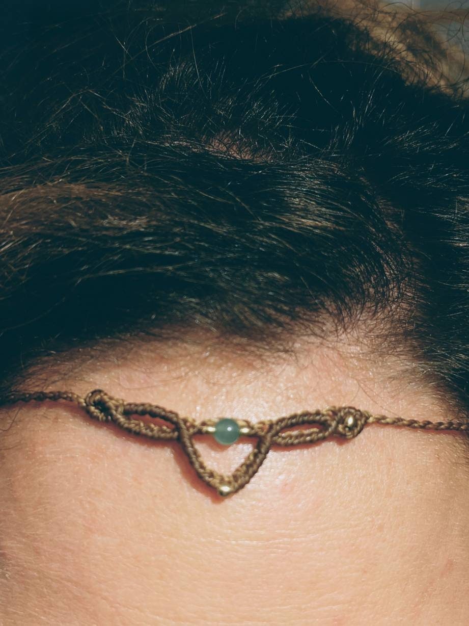 Makramee Tiara Vieng • personalisierter Elfenschmuck • mittelalterlicher Haarschmuck • minimalistisch • Hippielook  • Festival • Kopfschmuck