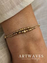 minimalistisches Armband mit goldenen Perlen • Straßburg • aus Nylonband im Boho style personalisiert