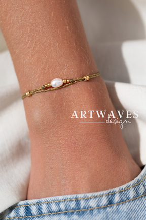 Minimalistisches Süßwasser Perlenarmband • Harmonie •