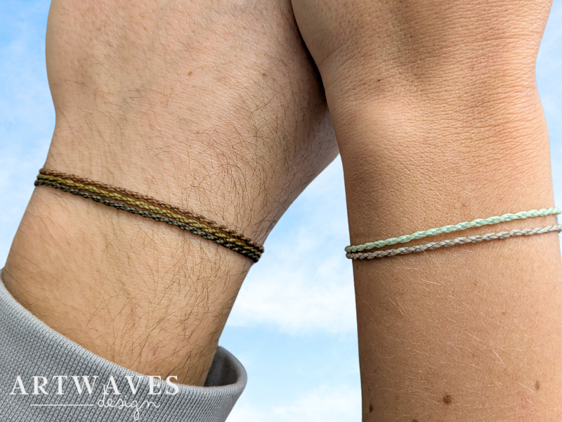 Minimalistisches personalisiertes Partnerarmband verstellbar • Bali • filigranes Armband im surfer Style