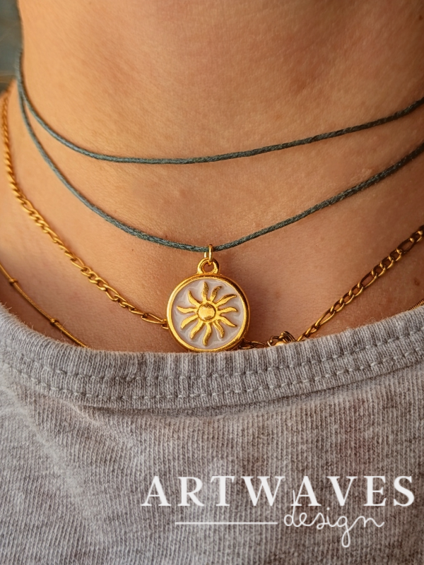 Minimalistische Baumwoll Choker Kette für Damen mit 24 Karat Sonne • Sunnyday • vegane Halskette Halsband in verschiedenen Farben