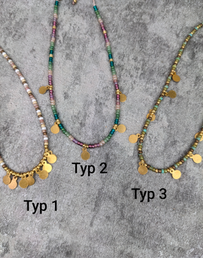 Perlenkette mit Messingplättchen • Bangalore •