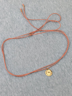 Minimalistische Baumwoll Choker Kette für Damen mit 18 Karat vergoldeter Sonne • Sunrise • vegane Halskette Halsband in verschiedenen Farben