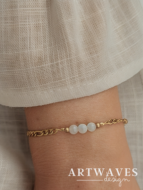 Edelstahl boho Armband mit Edelsteinperlen • Free • minimalistisches Freundschaftsarmband