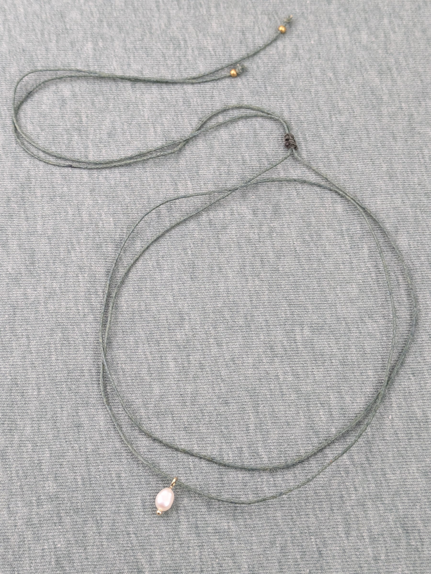 Süßwasserperlen Baumwoll Choker Kette für Damen und Herren • Sweetwater • vegane Halskette Halsband in verschiedenen Farben