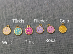 Minimalistische Baumwoll Choker Kette für Damen mit 24 Karat Smiley • Smile • vegane Halskette Halsband in verschiedenen Farben