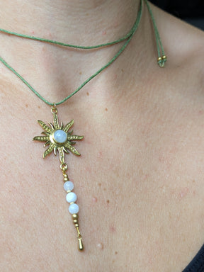 Goldene Edelstein kette handgemacht • Eyes • Mandala Sonnen Halskette
