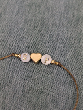 Minimalistisches personalisiertes Partnerarmband verstellbar • Letter • filigranes Armband im surfer Style