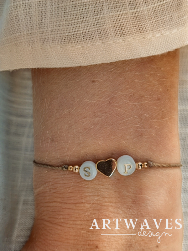 Minimalistisches personalisiertes Partnerarmband verstellbar • Letter • filigranes Armband im surfer Style