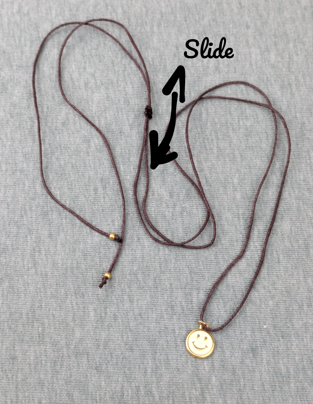 Minimalistische Baumwoll Choker Kette für Damen mit 24 Karat Smiley • Smile • vegane Halskette Halsband in verschiedenen Farben