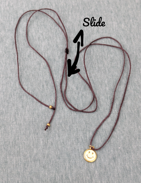 Minimalistische Baumwoll Choker Kette für Damen mit 24 Karat Smiley • Smile • vegane Halskette Halsband in verschiedenen Farben