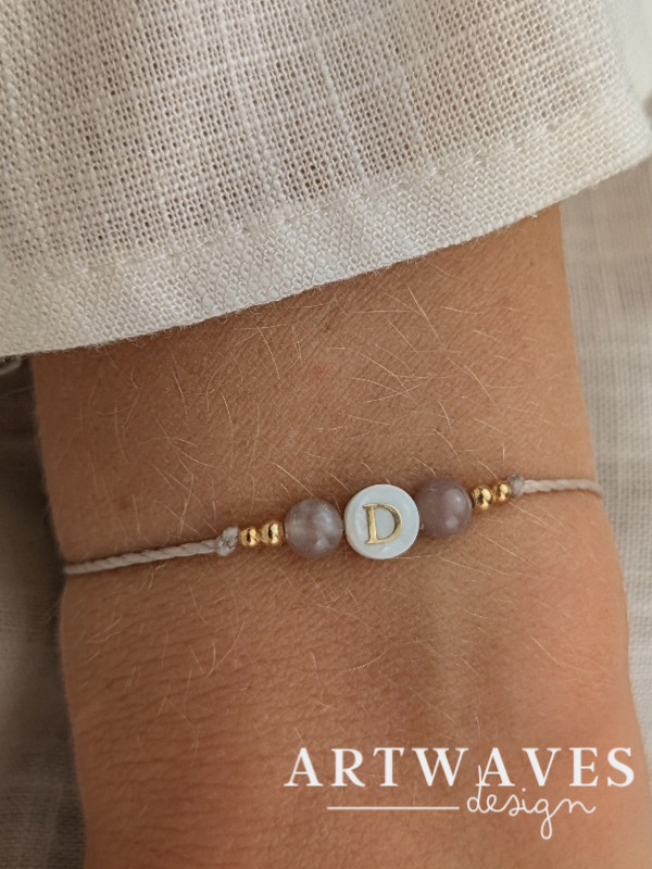Minimalistisches personalisiertes Partnerarmband verstellbar • Letter • filigranes Armband im surfer Style