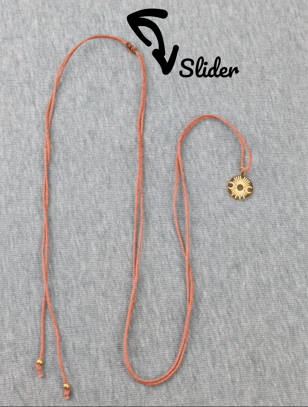 Minimalistische Baumwoll Choker Kette für Damen mit 18 Karat vergoldeter Sonne • Sunrise • vegane Halskette Halsband in verschiedenen Farben