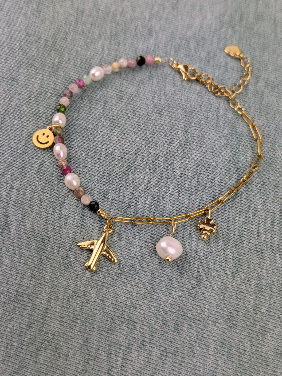 Edelstahl Bettelarmband mit Süßwasserperlen Klasse 5A  • Shelly • dezente personalisierte boho Armkette