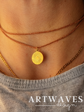 Minimalistische Baumwoll Choker Kette für Damen mit 18 Karat vergoldeter Sonne • Sunrise • vegane Halskette Halsband in verschiedenen Farben