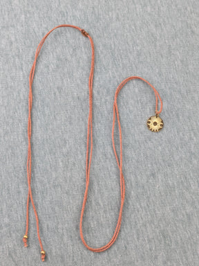 Minimalistische Baumwoll Choker Kette für Damen mit 18 Karat vergoldeter Sonne • Sunrise • vegane Halskette Halsband in verschiedenen Farben