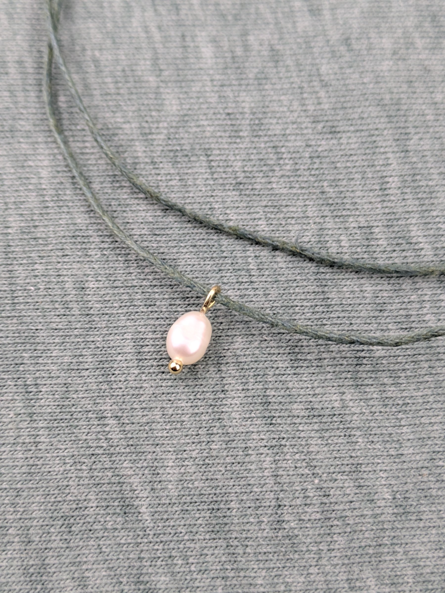 Süßwasserperlen Baumwoll Choker Kette für Damen und Herren • Sweetwater • vegane Halskette Halsband in verschiedenen Farben