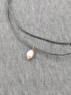 Süßwasserperlen Baumwoll Choker Kette für Damen und Herren • Sweetwater • vegane Halskette Halsband in verschiedenen Farben