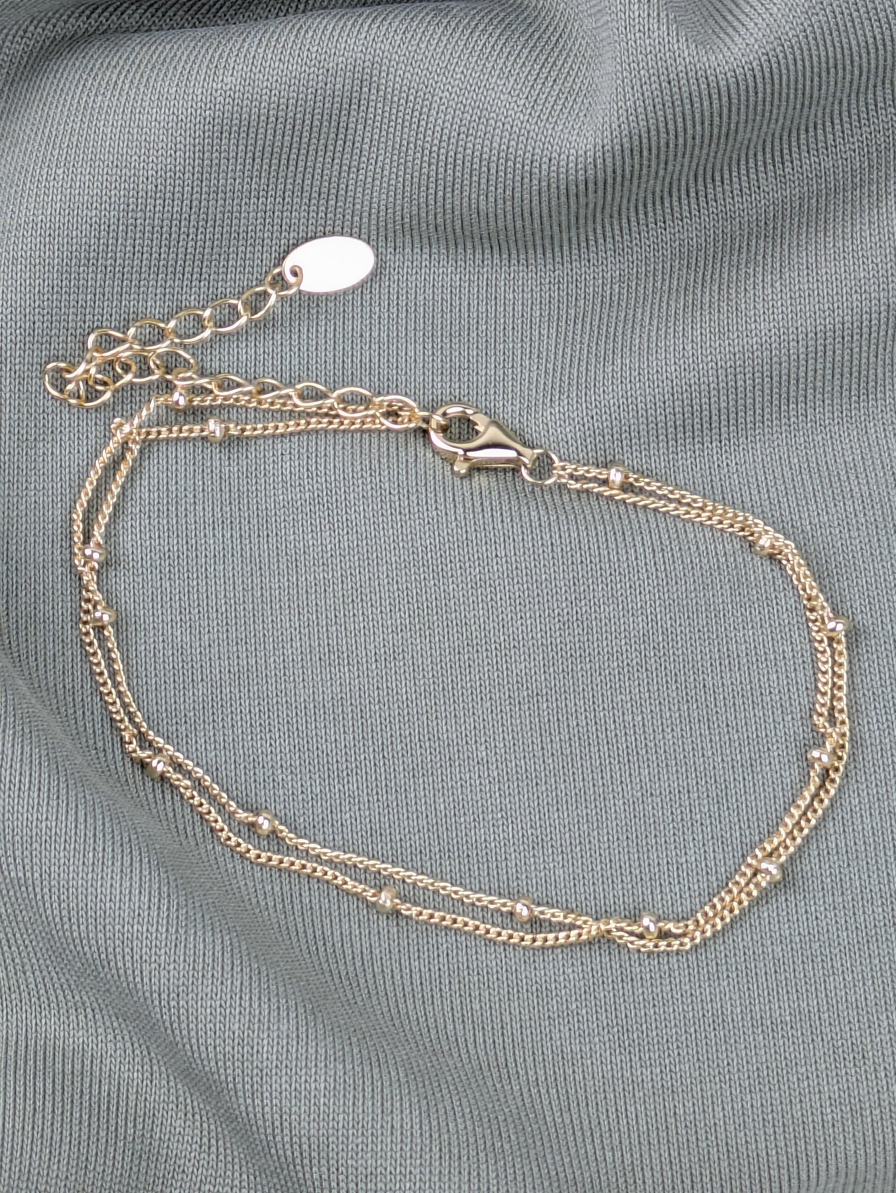 Minimalistisches 925er Silber Armband mit Kugeln 18 Karat vergoldet verstellbar filigranes Armband
