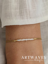 Edelstahl Armband mit Süßwasserperlen Klasse 5A  • Dani • dezentes personalisierte boho Armkette