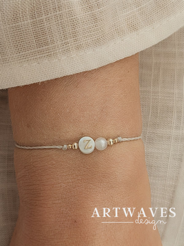 Minimalistisches personalisiertes Partnerarmband verstellbar • Letter • filigranes Armband im surfer Style