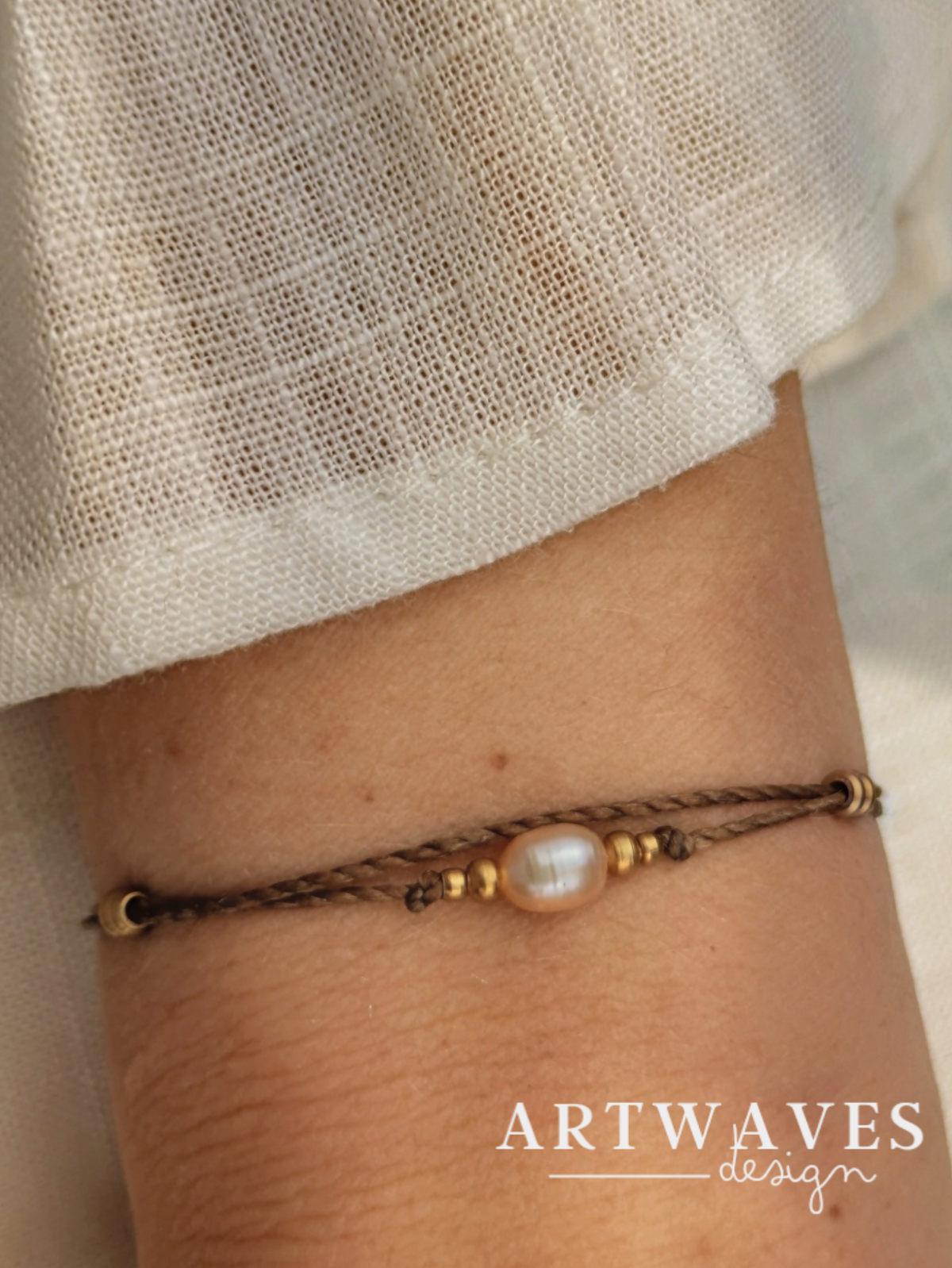 Süßwasserperlen boho Armband personalisiert • Harmonie • minimalistisches Armbändchen Freundschaftsarmband mit Perle
