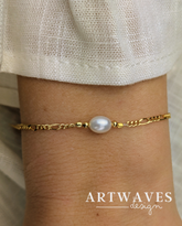 Vergoldetes Armband mit Süßwasserperlen  • Amira • dezentes personalisierte boho Armkette