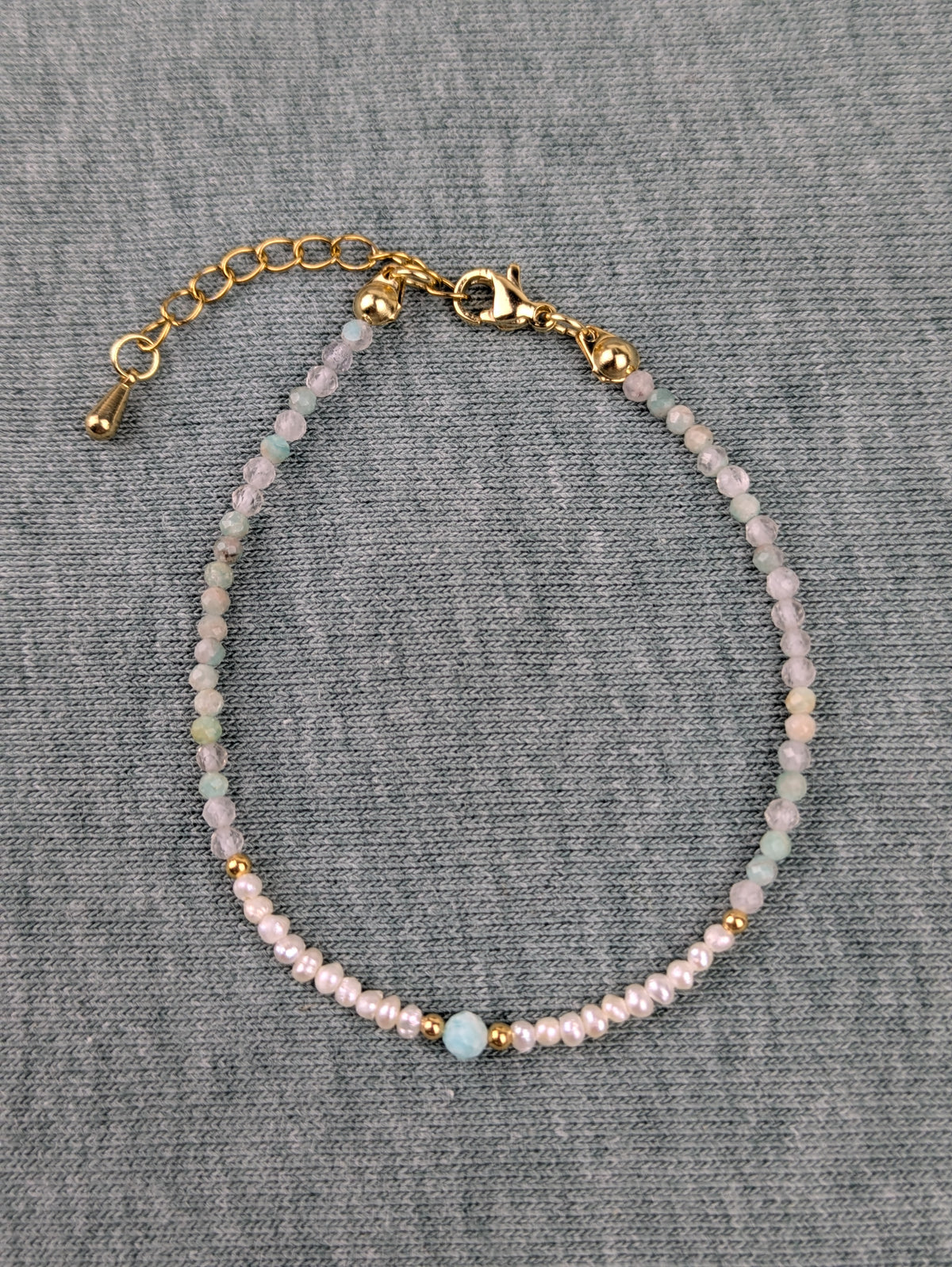 Vergoldetes Edelstein mit Süßwasserperlen Klasse 5A  • cute • dezente personalisierte boho Armkette
