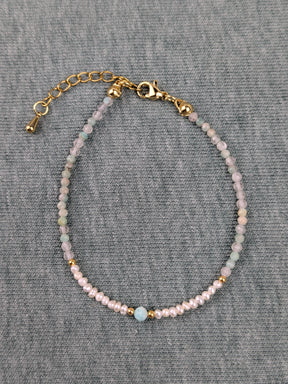 Vergoldetes Edelstein mit Süßwasserperlen Klasse 5A  • cute • dezente personalisierte boho Armkette
