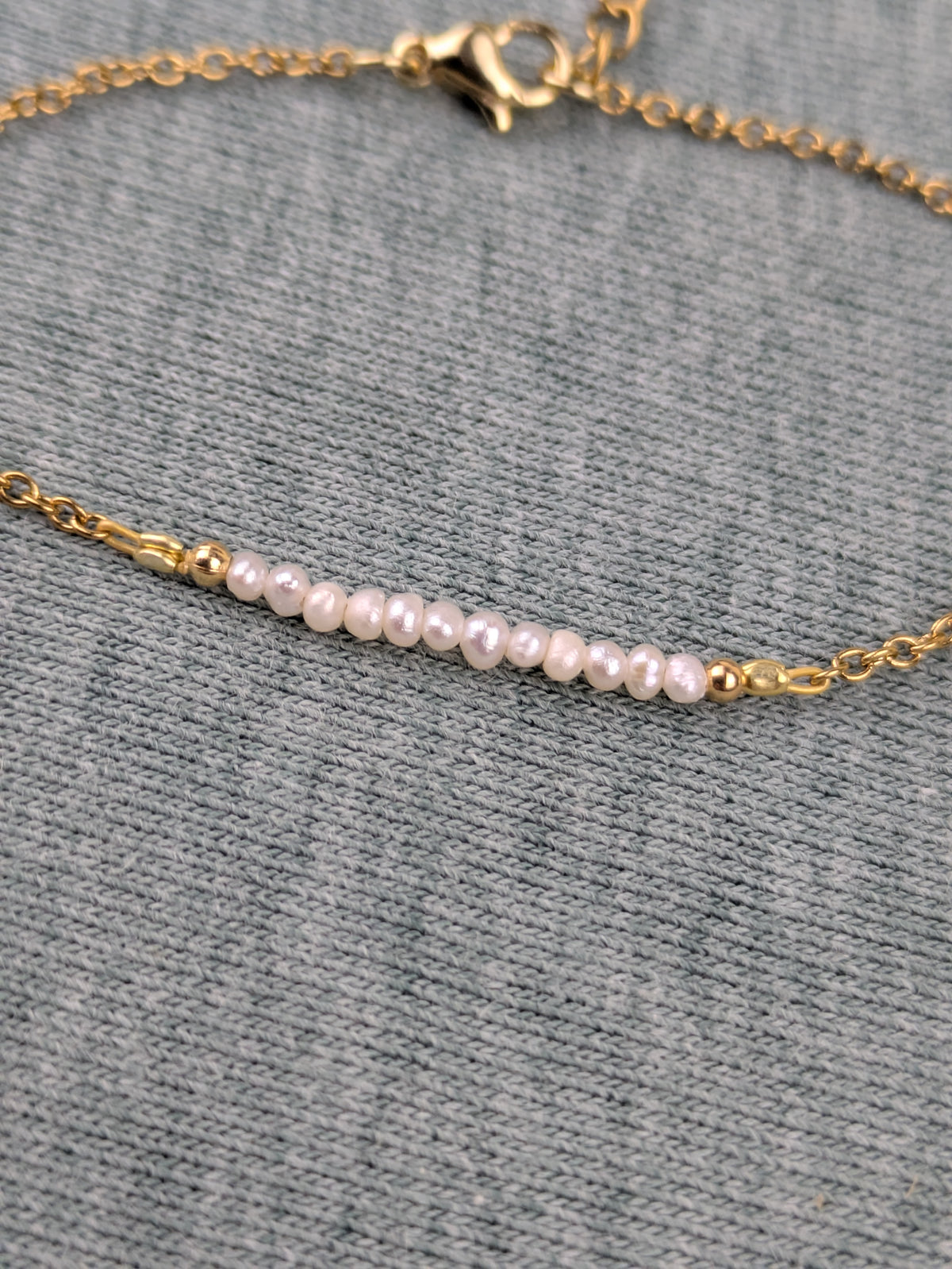 Edelstahl Armband mit Süßwasserperlen Klasse 5A  • Dani • dezentes personalisierte boho Armkette