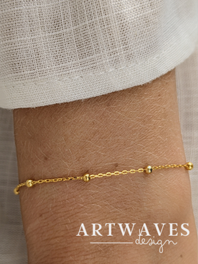 Minimalistisches 925er Silber Armband 18 Karat vergoldet verstellbar filigranes Armband