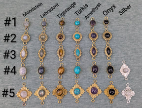 personalisiertes Edelstein Makramee Armband • Drop • minimalistisches Mondstein Armkettchen