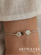 Minimalistisches personalisiertes Partnerarmband verstellbar • Letter • filigranes Armband im surfer Style