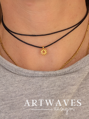 Minimalistische Baumwoll Choker Kette für Damen und Herren • Sunday • vegane 24 Karat Halskette Halsband in verschiedenen Farben