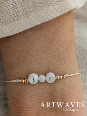 Minimalistisches personalisiertes Partnerarmband verstellbar • Letter • filigranes Armband im surfer Style