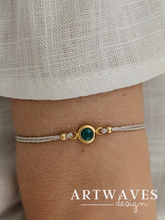 Minimalistisches Geburtssteinarmband mit Edelsteinfassung • Birth • personalisiertes Armkettchen