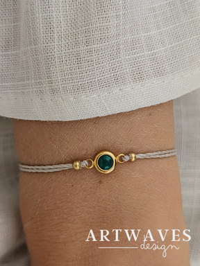 Minimalistisches Geburtssteinarmband mit Edelsteinfassung • Birth • personalisiertes Armkettchen